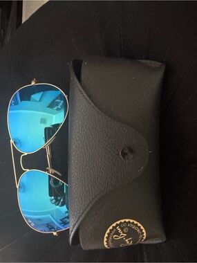 Ray-Ban Black Sunglasses Case with Gold Logo